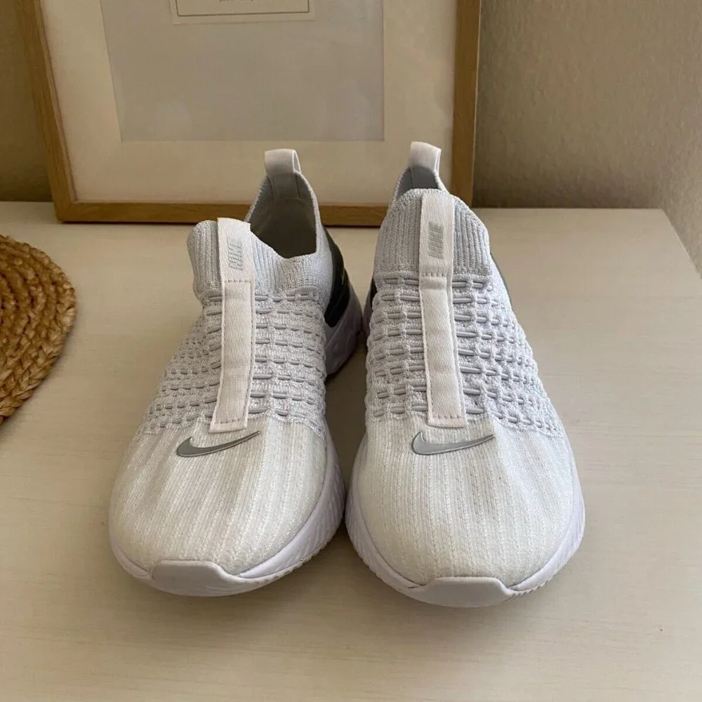 Brand New Women's 5.5 White Silver Nike Phantom Flyknit Slip On Sneakers - Picture 7 of 7